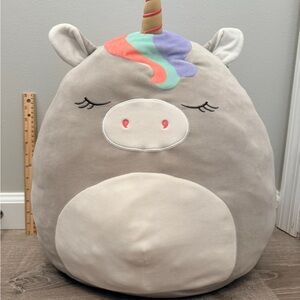 18” Squishmallow Unicorn Pillow - Gray and Multicolor